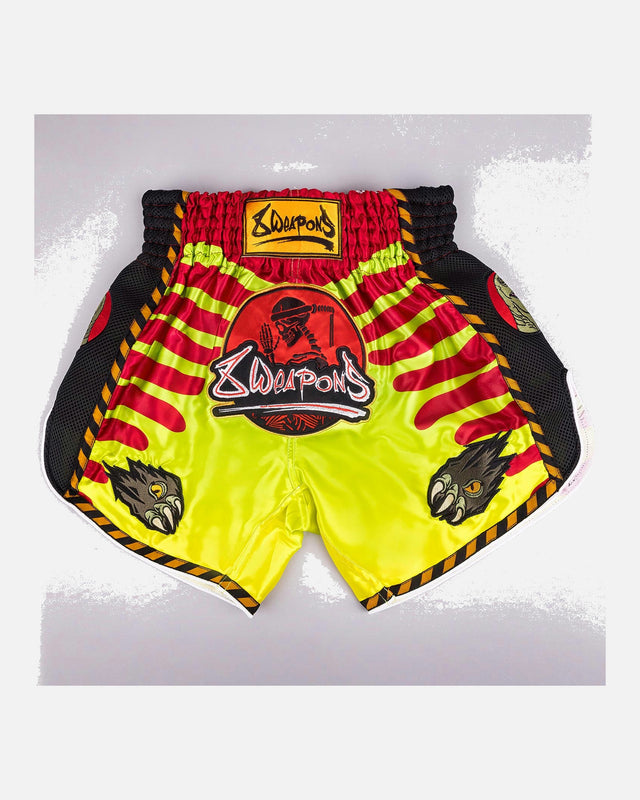 Pantalones de Muay Thai 8 WEAPONS Jurassic – Neon Verde/Rojo Sangre
