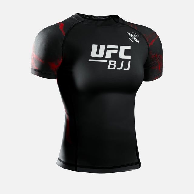 Hayabusa x UFC BJJ Rashguard Kurzarm Damen – Schwarz/Rot