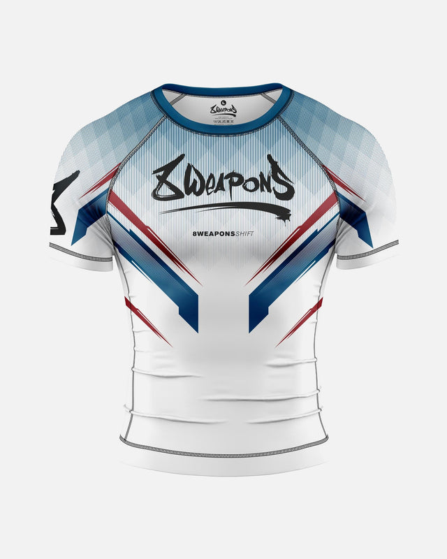 8 WEAPONS Rashguard Shift – Weiß/Navy/Rot