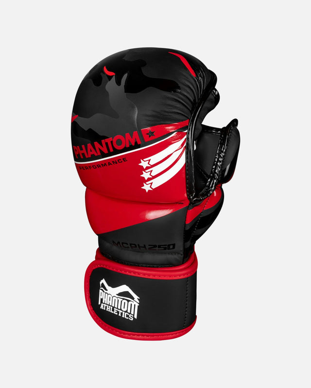 Luvas de MMA Phantom Athletics Raider – Vermelho/Preto Camo