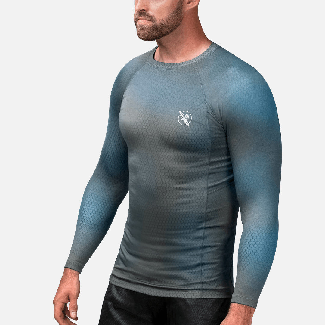 Rashguard Hayabusa Fusion Maniche Lunghe – Grigio/Azzurro