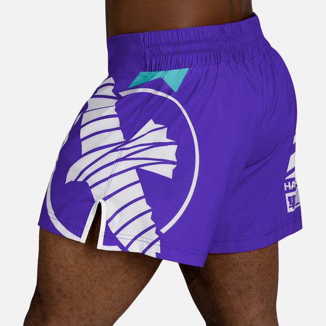 Pantaloncini Muay Thai Hayabusa Icon – Viola/Bianco