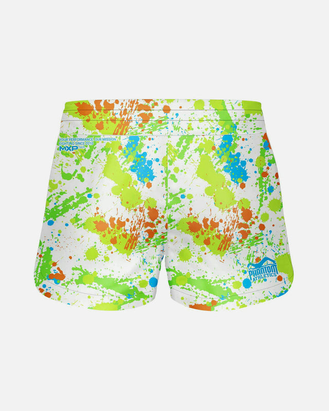 Phantom Athletics MMA-Shorts Fusion Splatter – Weiß/Neon
