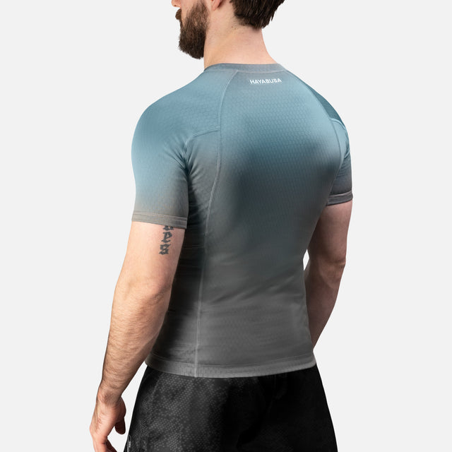 Hayabusa Rashguard Fusion Kurzarm – Grau/Aqua