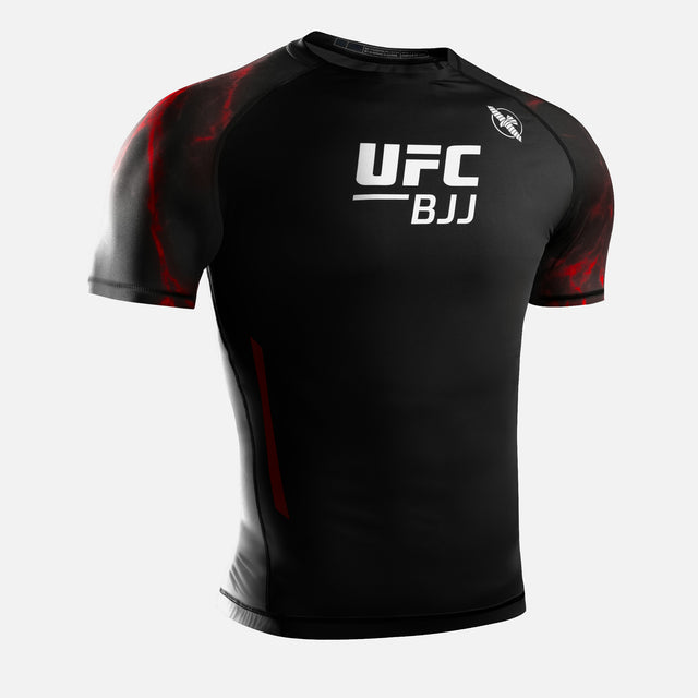 Rashguard de BJJ Hayabusa x UFC Mangas Curtas – Preto/Vermelho