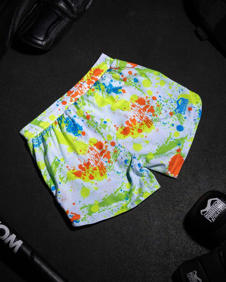 Calções de MMA Phantom Athletics Fusion Splatter – Branco/Neon