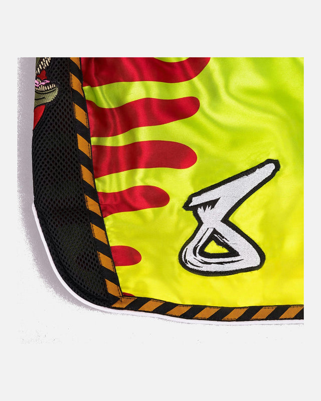 Pantalones de Muay Thai 8 WEAPONS Jurassic – Neon Verde/Rojo Sangre