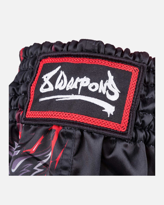 8 WEAPONS Muay Thai shorts Beastial Wolf - Sort/Rød
