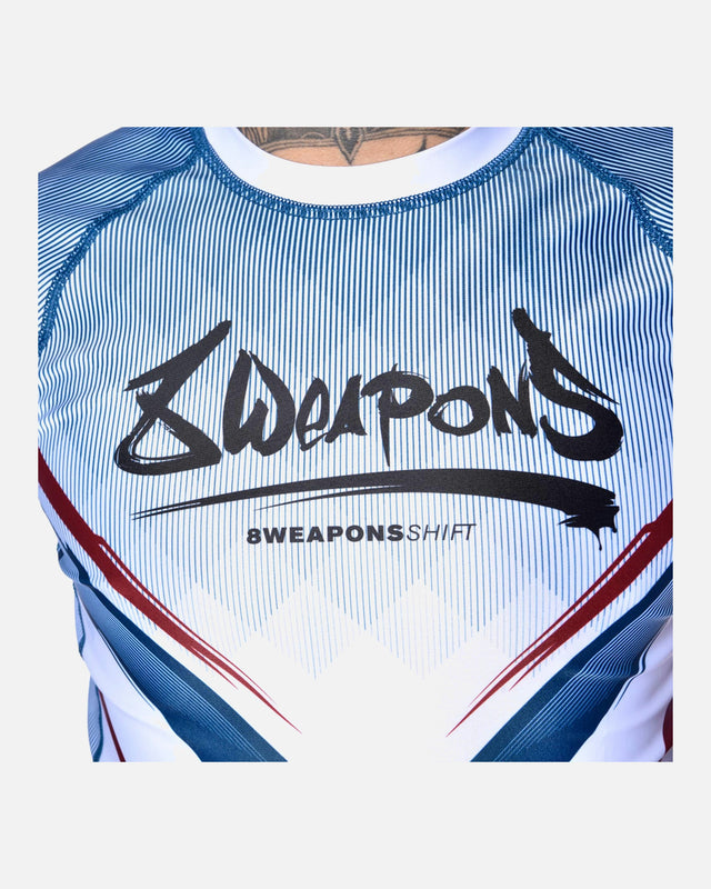 8 WEAPONS Rashguard Shift – Weiß/Navy/Rot