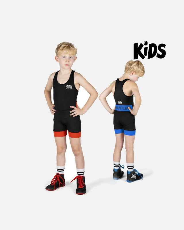 Phantom Athletics Zápasnický dres Storm Dětské – Černá/Červená/Černá/Modrá