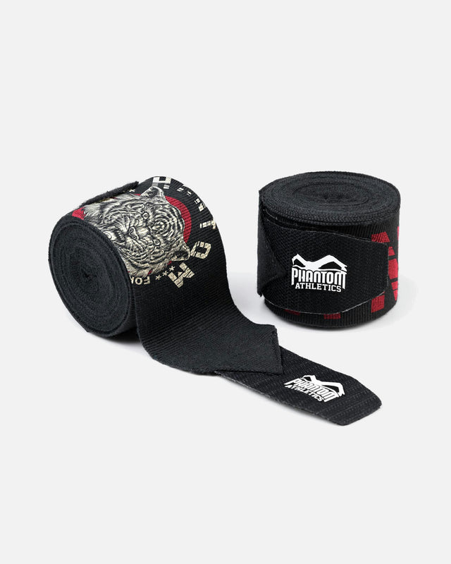 Bandaże bokserskie Phantom Athletics Tiger Unit – Czarne/Czerwone