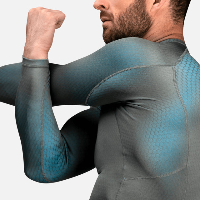 Rashguard Hayabusa Fusion Maniche Lunghe – Grigio/Azzurro