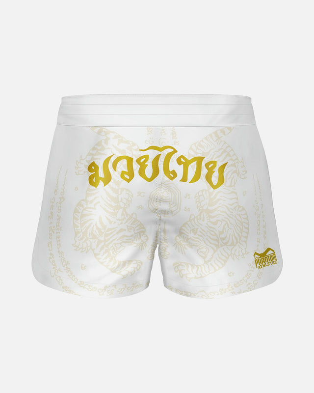 Shorts de Muay Thai Phantom Athletics Fusion – Blanc/Or