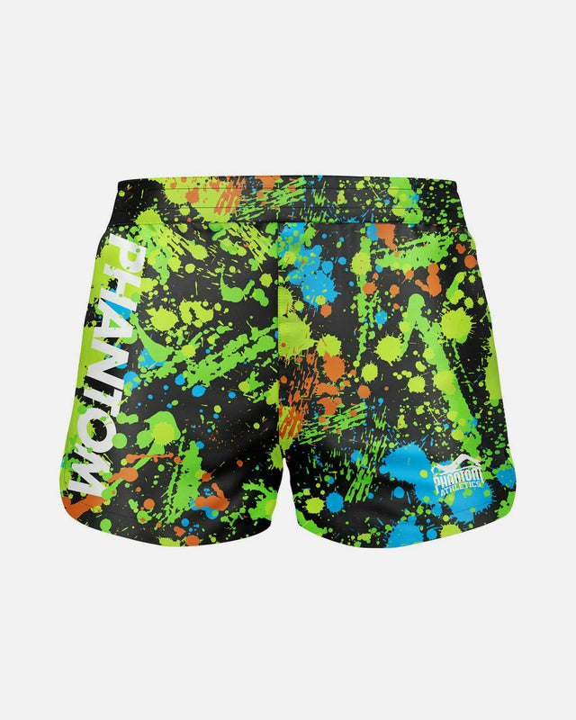 MMA trenky Phantom Athletics Fusion Splatter – Černé/Neon