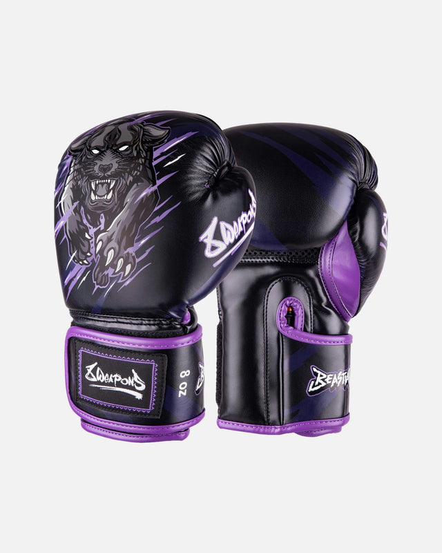 Guantes de boxeo 8 WEAPONS Beastial Panther Niños – Negro/Púrpura