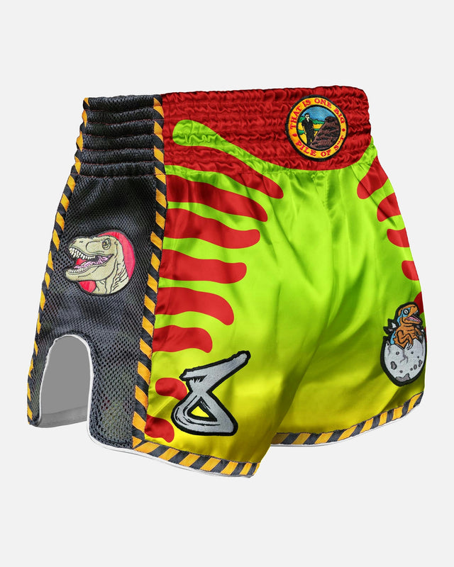 Pantalones de Muay Thai 8 WEAPONS Jurassic – Neon Verde/Rojo Sangre