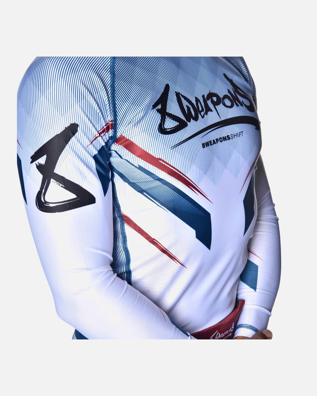 Rashguard 8 WEAPONS Shift – Bianco/Navy/Rosso