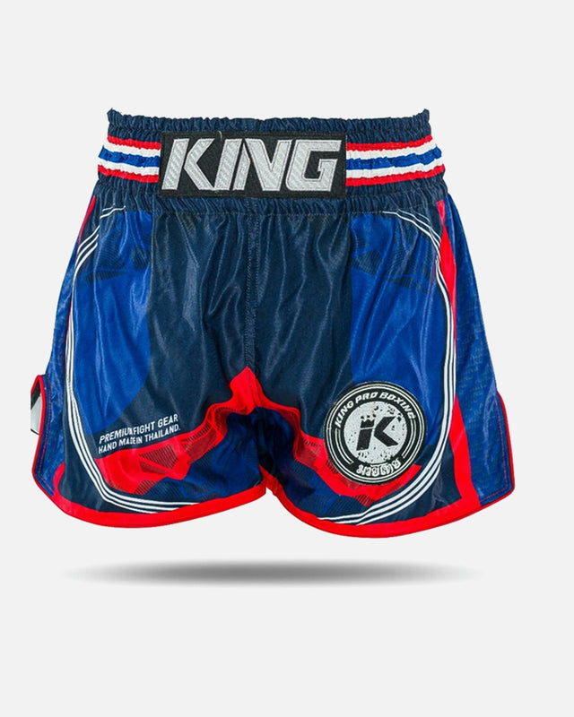Shorts de Muay Thai King Pro Boxing Flag – Bleu