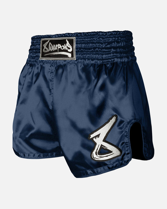 8 WEAPONS Muay Thai shorts Strike – Mørkeblå/Hvid