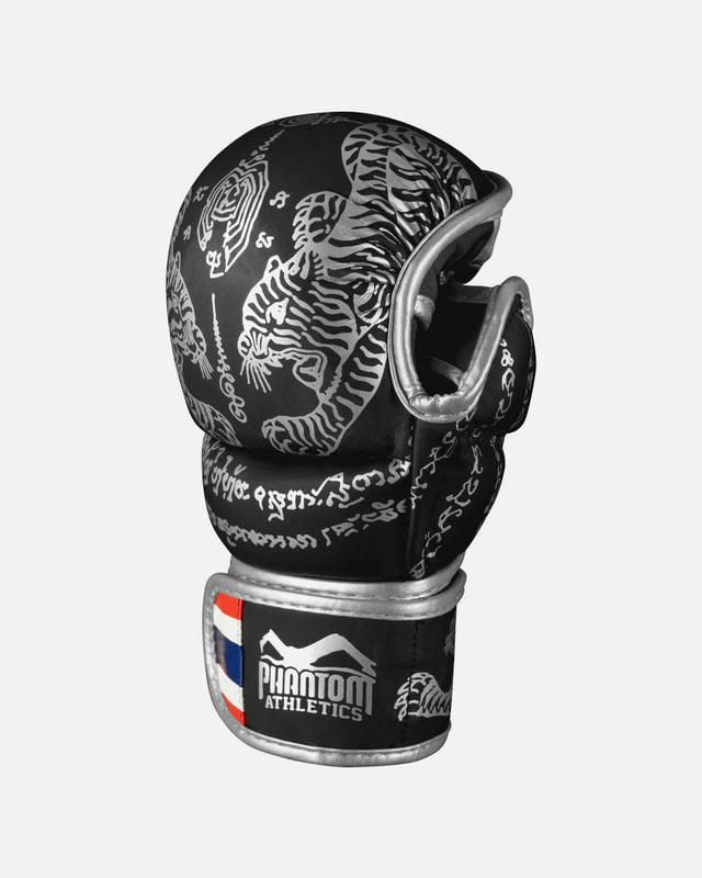Mănuși MMA de sparring Phantom Athletics Muay Thai – Negru/Argintiu