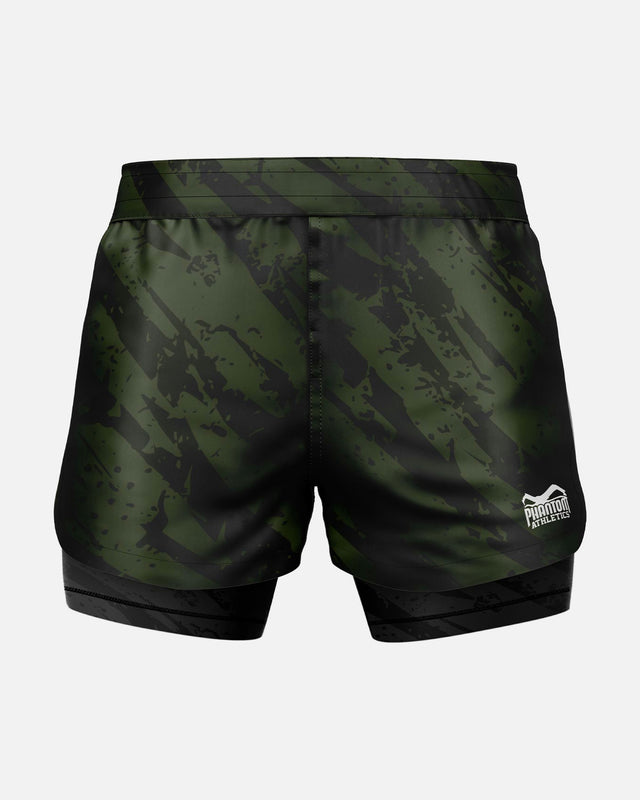 Pantaloni scurți MMA Phantom Athletics Fusion 2in1 Camo Tiger – Verde