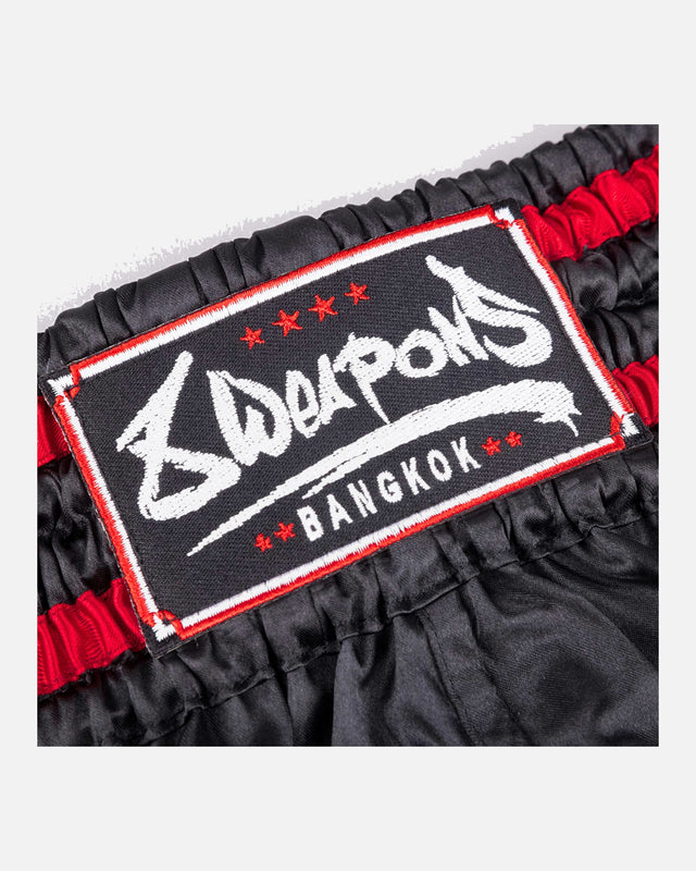 Spodenki Muay Thai 8 WEAPONS Bangkok – Czarne/Białe