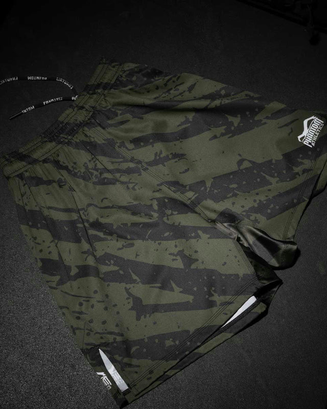 Shorts de MMA Phantom Athletics EVO Tiger Camo – Vert militaire