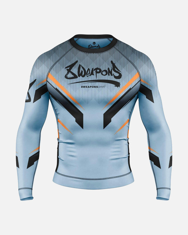 8 WEAPONS Rashguard Shift – Isblå/Orange