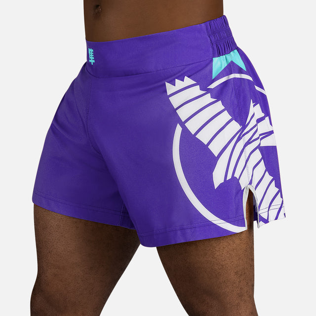Pantaloncini Muay Thai Hayabusa Icon – Viola/Bianco