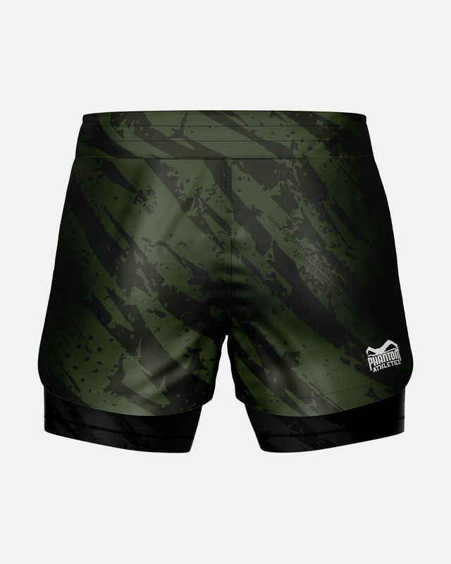Pantaloni scurți MMA Phantom Athletics Fusion 2in1 Camo Tiger – Verde