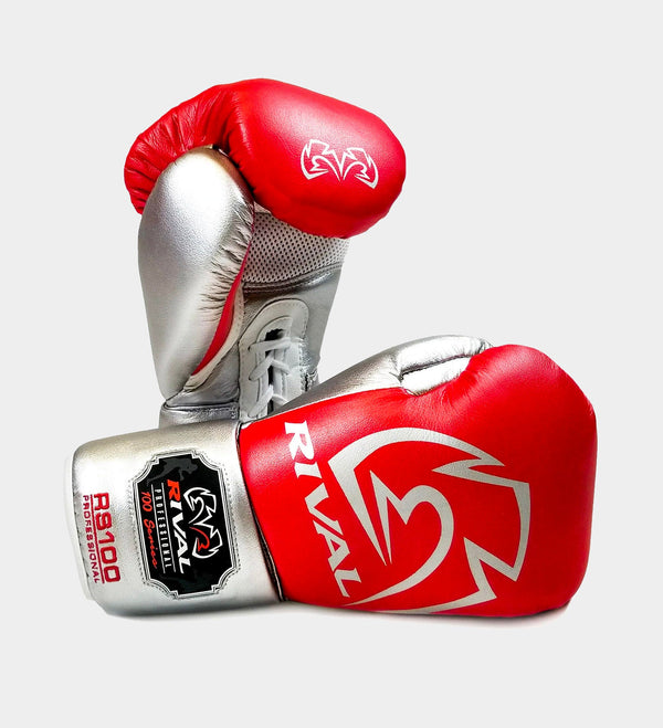 Guantes de boxeo Rival RS100 Professional – Rojo/Plata