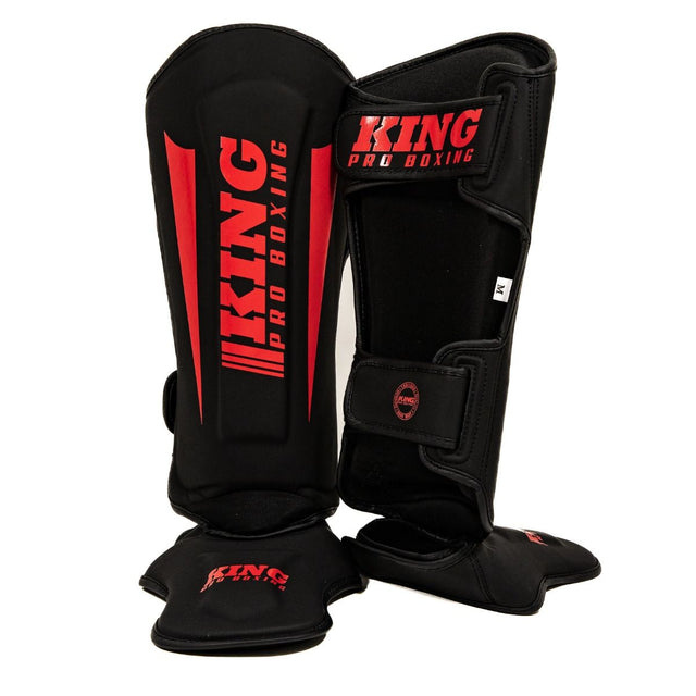 Protège-tibias King Pro Boxing Revo – Noir/Rouge