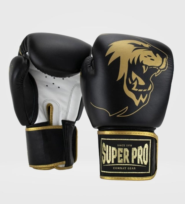 Super Pro Boxhandschuhe Warrior – Schwarz/Gold/Weiß – Boxhandschuhe