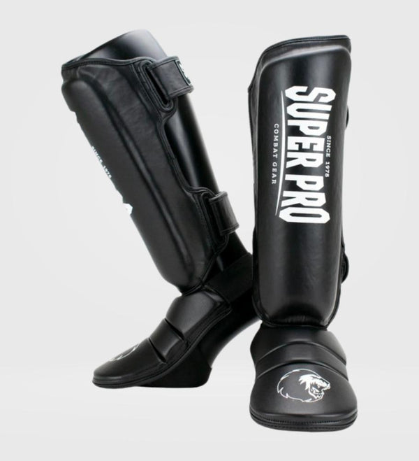Super Pro Kickboxing Shinguards Protector - Black/White