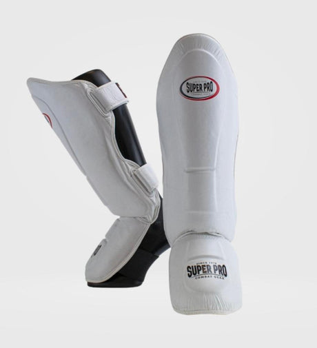 Caneleiras Super Pro Kickboks Thai Pro Pele – Branco – Caneleiras