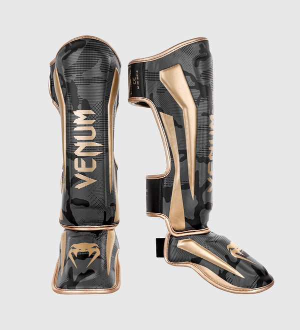 Venum Schienbeinschoner Elite – Camo Grau/Gold