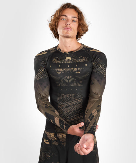 Venum Rashguard Gorilla Jungle Dlouhé rukávy – Černá/Hnědá – Trička